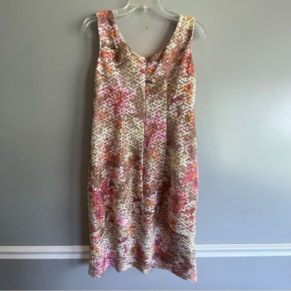 R & M Richards Floral Eyelet dress size 8 tan pink R&M women’s - Picture 5 of 5